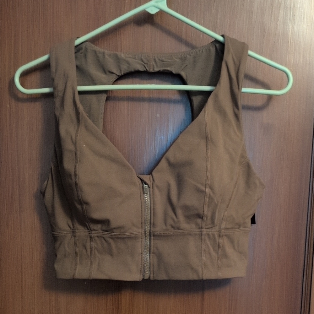 Olive Women's Zip-Up Sports Bra